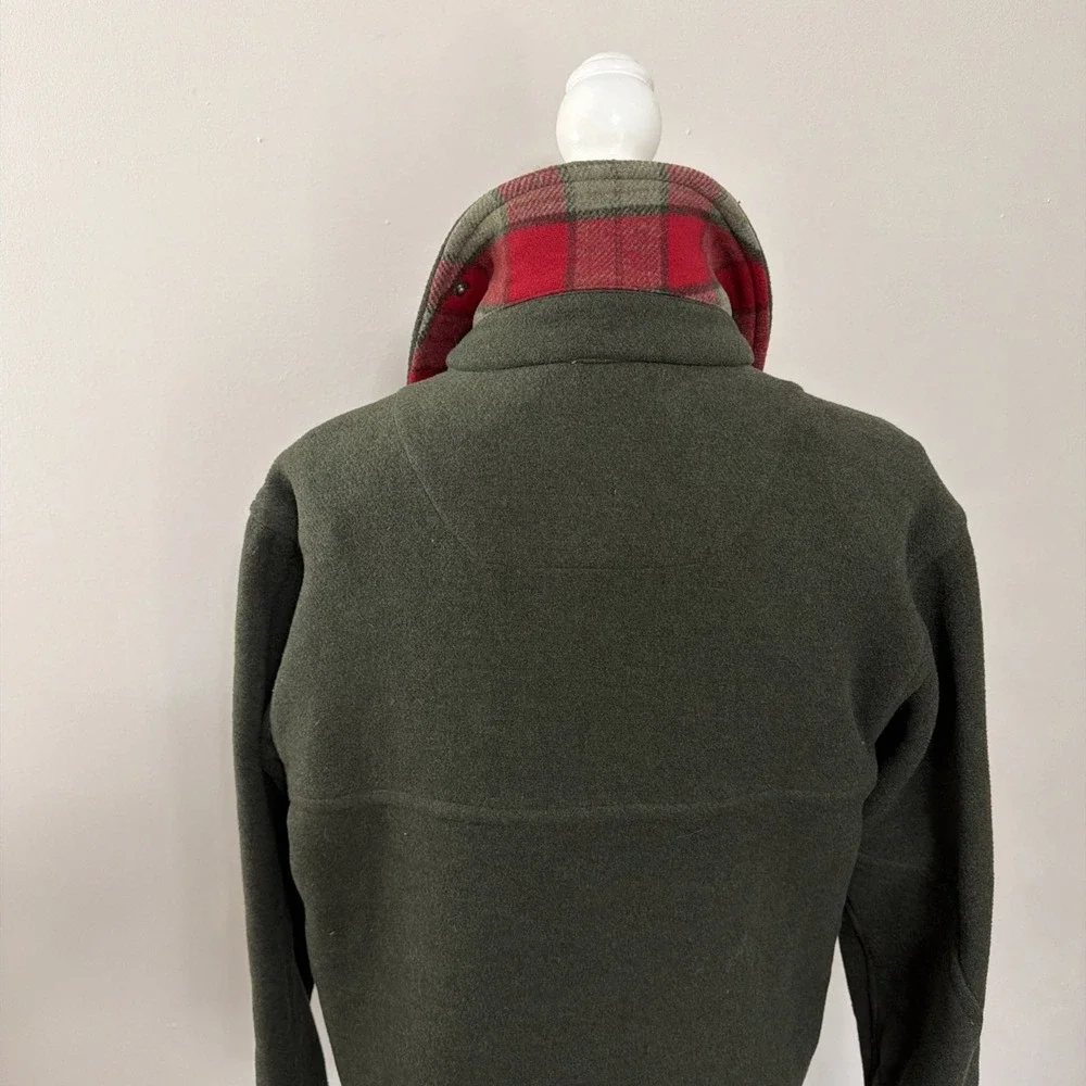 LL Bean Green Wool Cruiser Jacket Field Coat Hunting Quilted Removable Shell